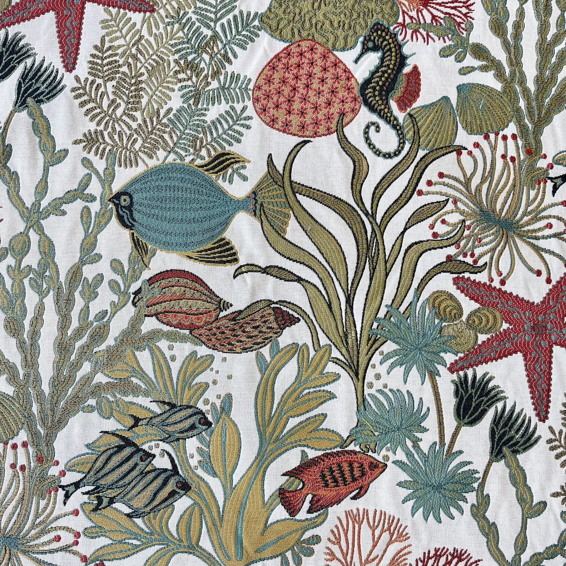 fabric with fish hooks Swavelle / Mill Creek Fish Sticks Tide Pool Fabric – Fabric Showcase